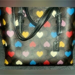 Coach Multicolor Heart Print Tote